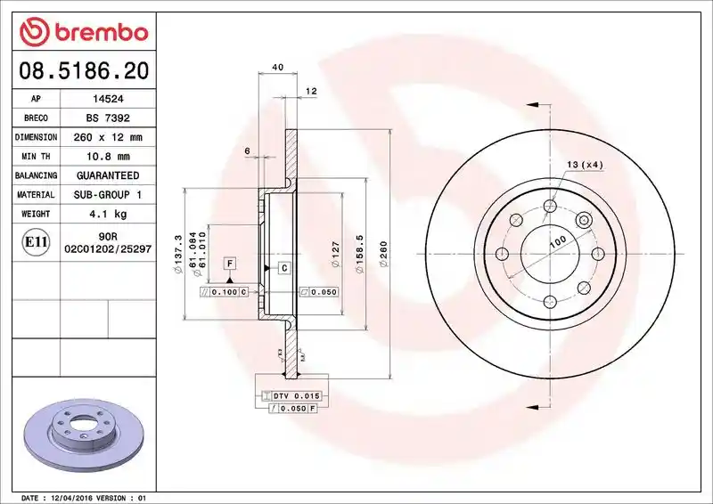 BREMBO 08.5186.20