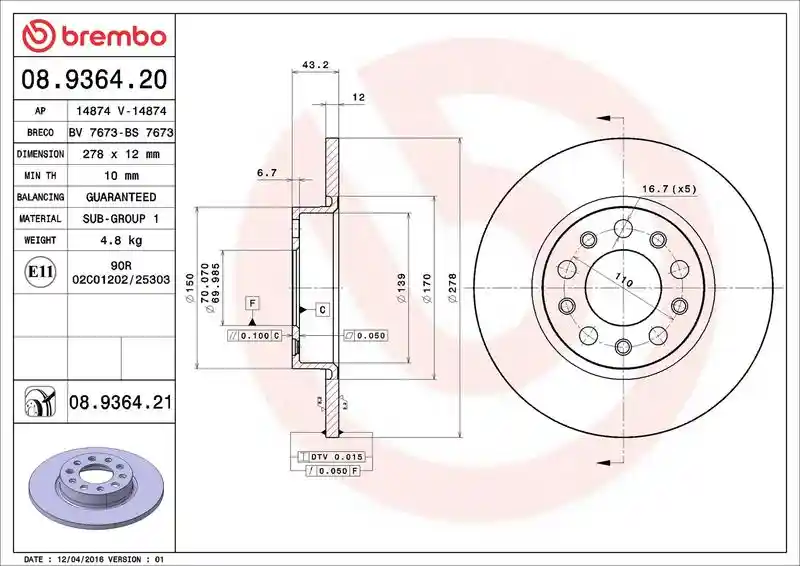 BREMBO 08.9364.20