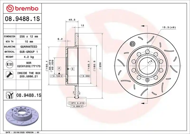BREMBO 08.9488.1S