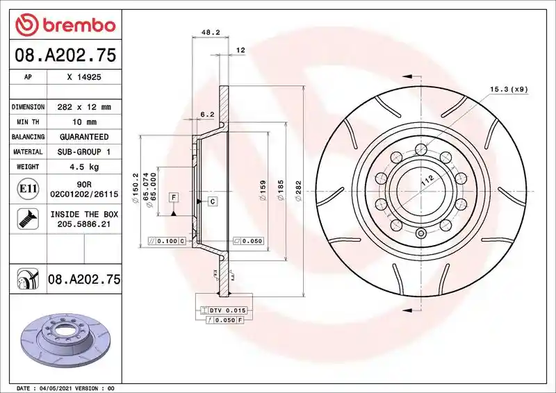BREMBO 08.A202.75