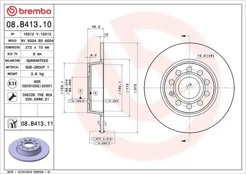 BREMBO 08.B413.10