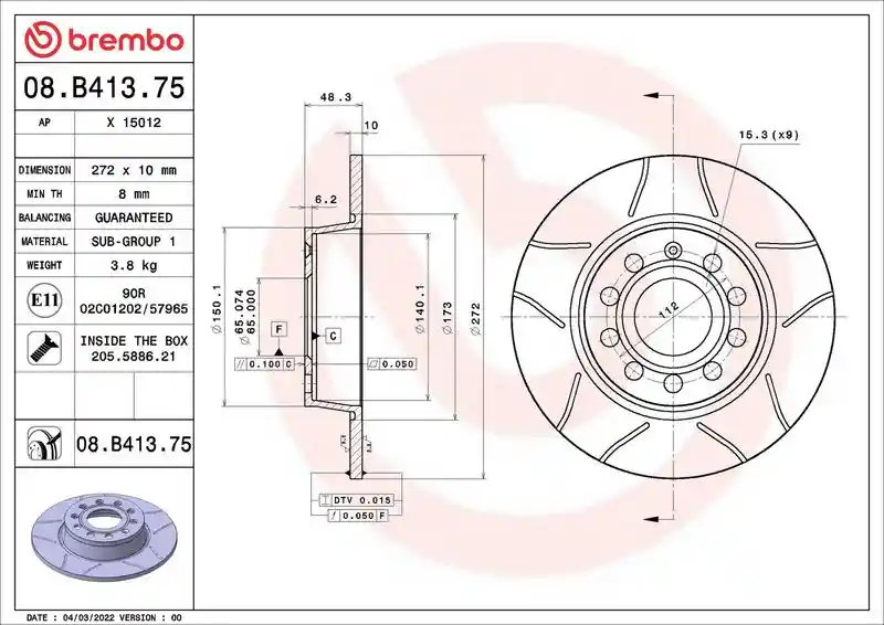 BREMBO 08.B413.75 BREMBO 08.B413.75