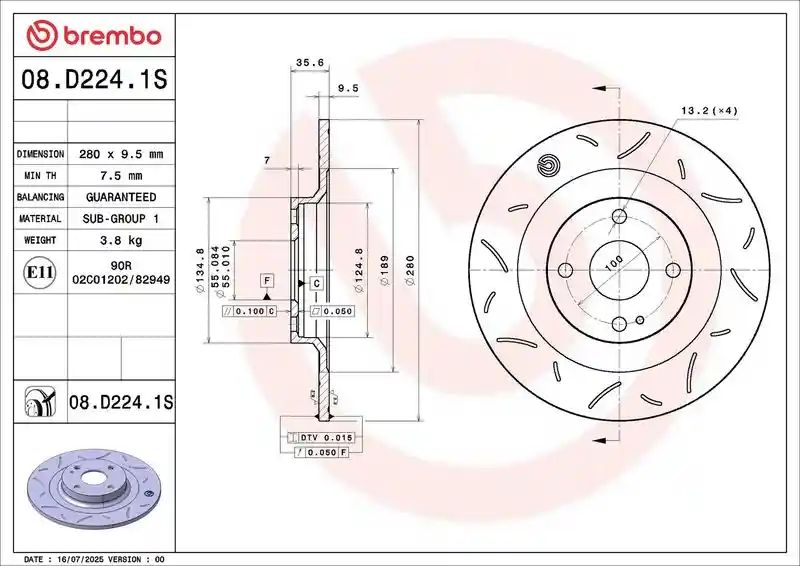 BREMBO 08.D224.1S