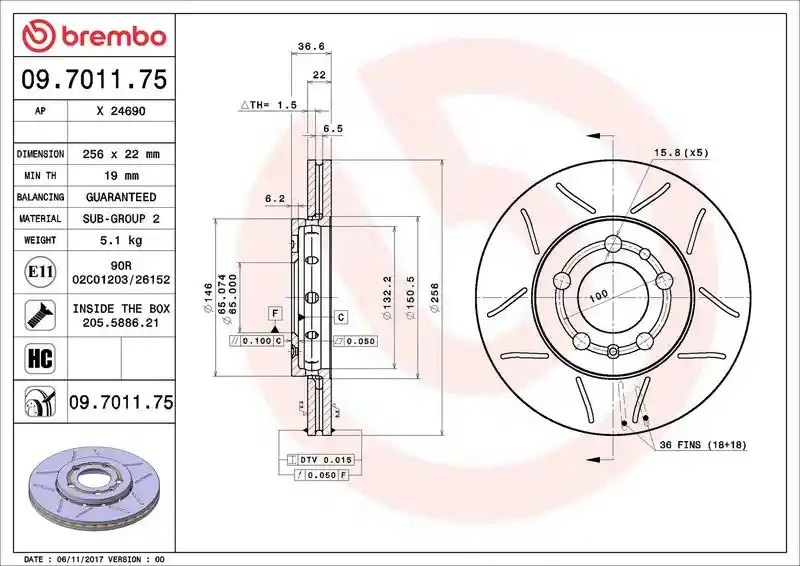 BREMBO 09.7011.75