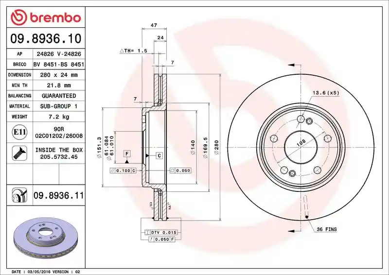 BREMBO 09.8936.11