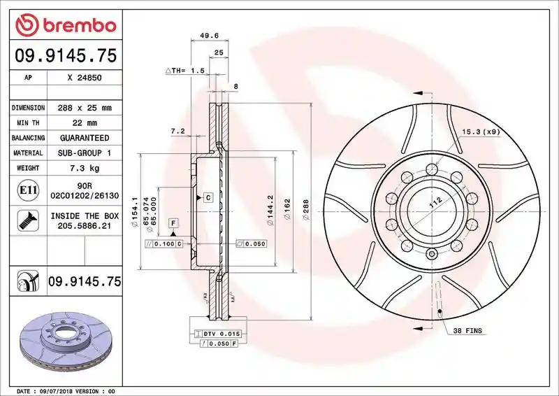 BREMBO 09.9145.75