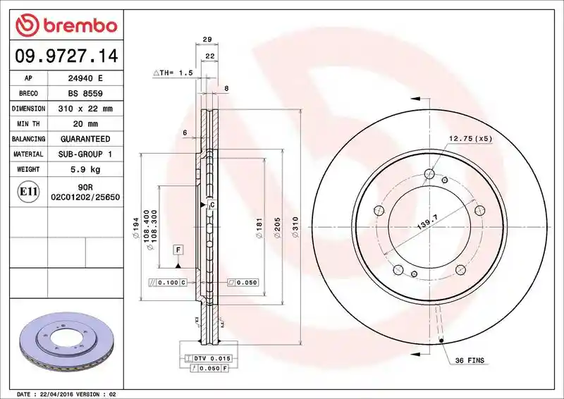 BREMBO 09.9727.14