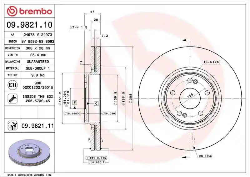 BREMBO 09.9821.10