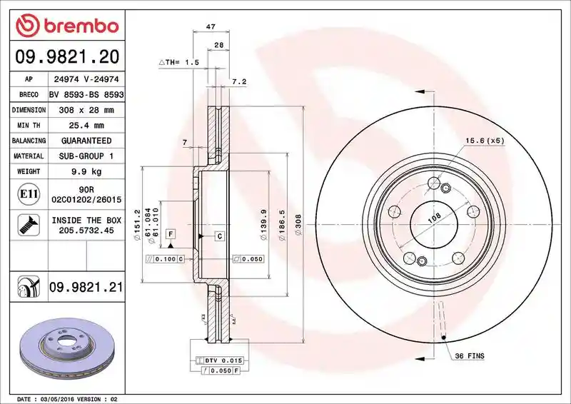 BREMBO 09.9821.21