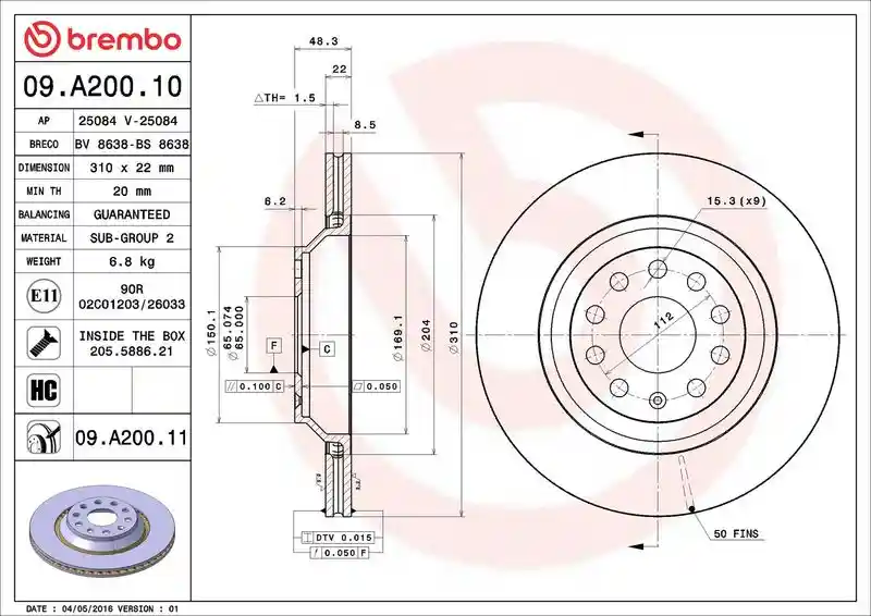 BREMBO 09.A200.11