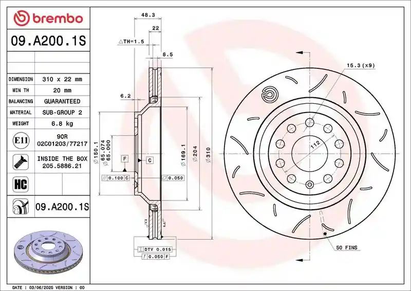 BREMBO 09.A200.1S