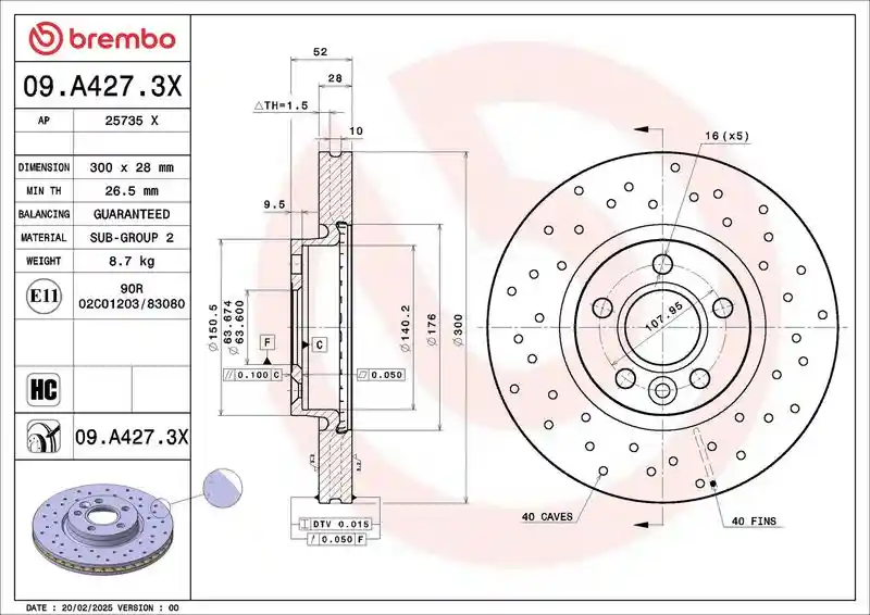 BREMBO 09.A427.3X