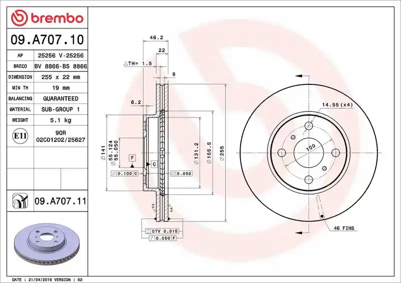 BREMBO 09.A707.11