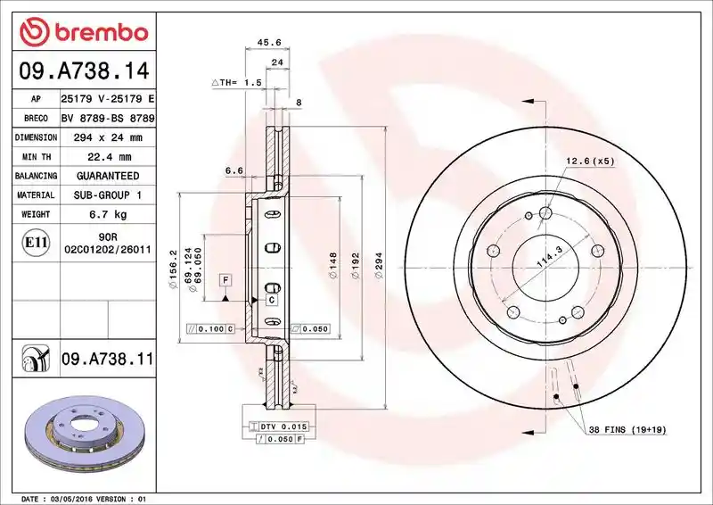BREMBO 09.A738.14