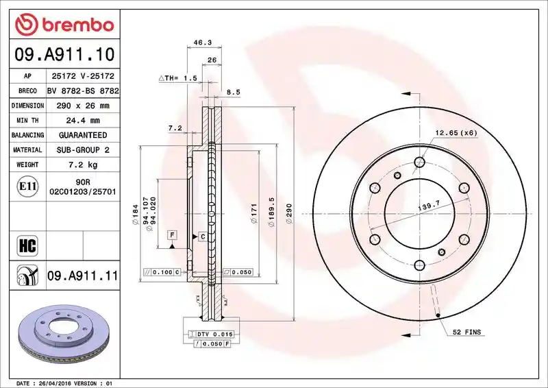 BREMBO 09.A911.10