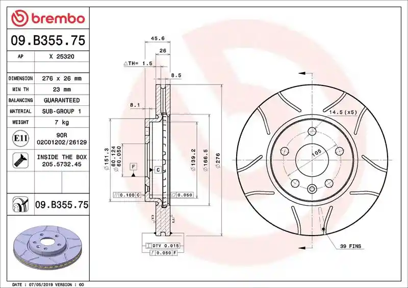 BREMBO 09.B355.75