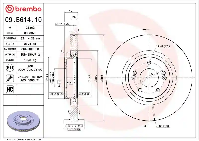 BREMBO 09.B614.10