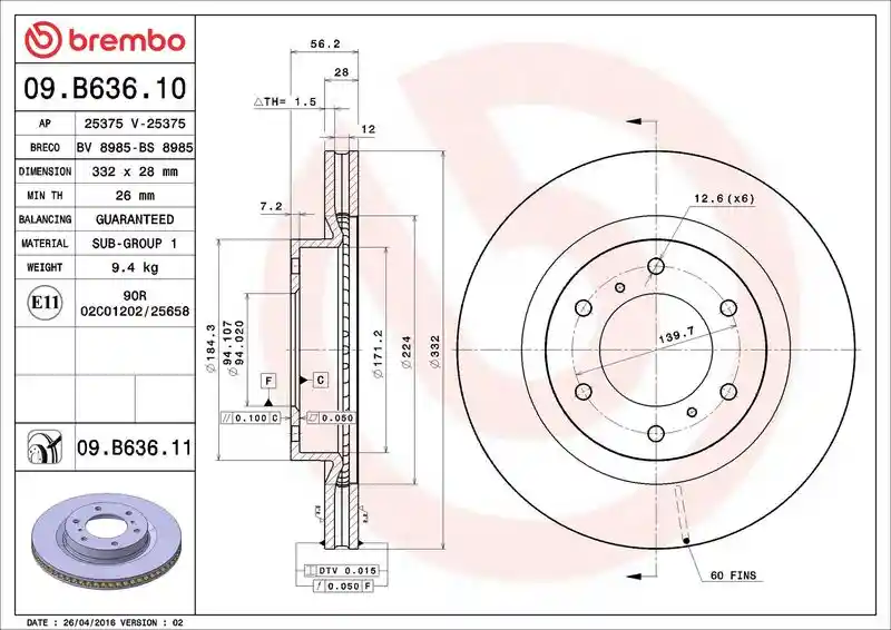 BREMBO 09.B636.11