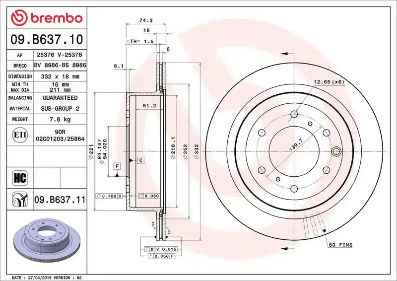 BREMBO 09.B637.11