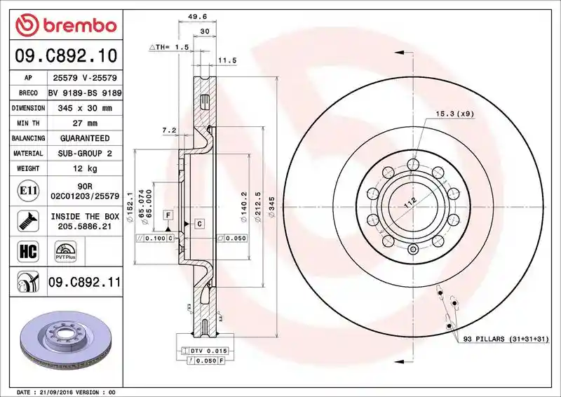 BREMBO 09.C892.11