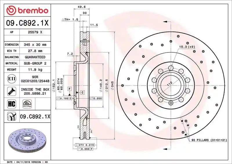 BREMBO 09.C892.1X