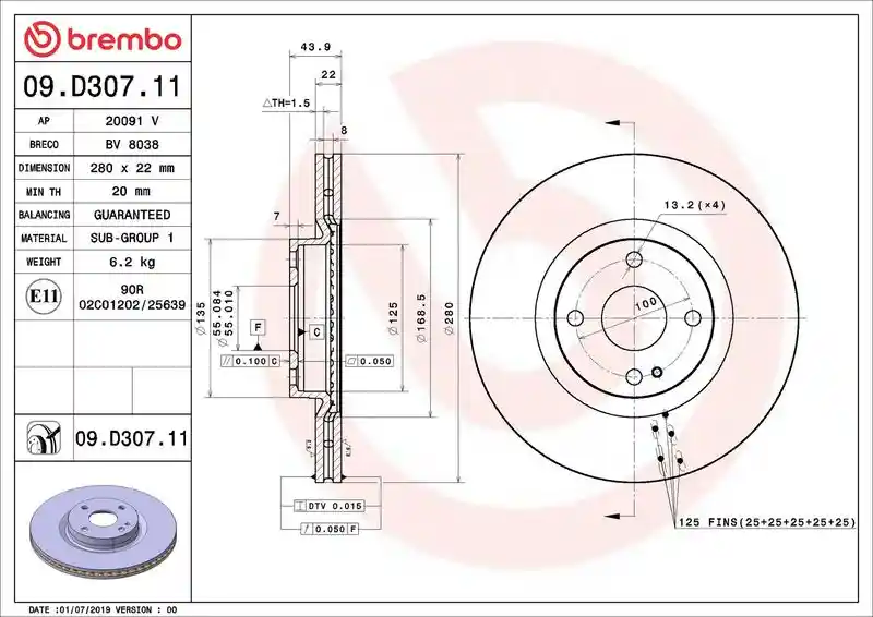 BREMBO 09.D307.11