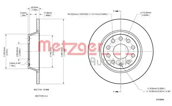 METZGER AUTOTEILE 6110046