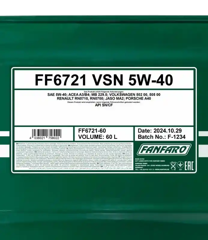 SCT - MANNOL FF6721-60