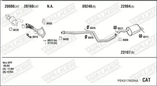 WALKER PEK017852AA